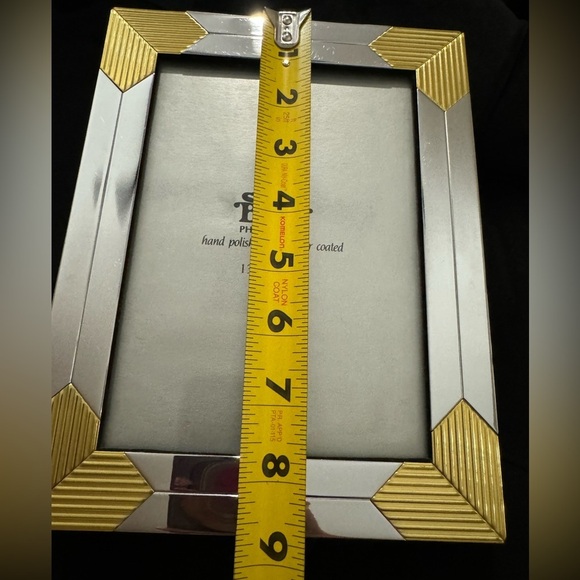 Vintage Solid Brass & Chrome Art Deco Revival Ornate Photo Frame 5x7 EUC 80s 90s - Picture 10 of 11